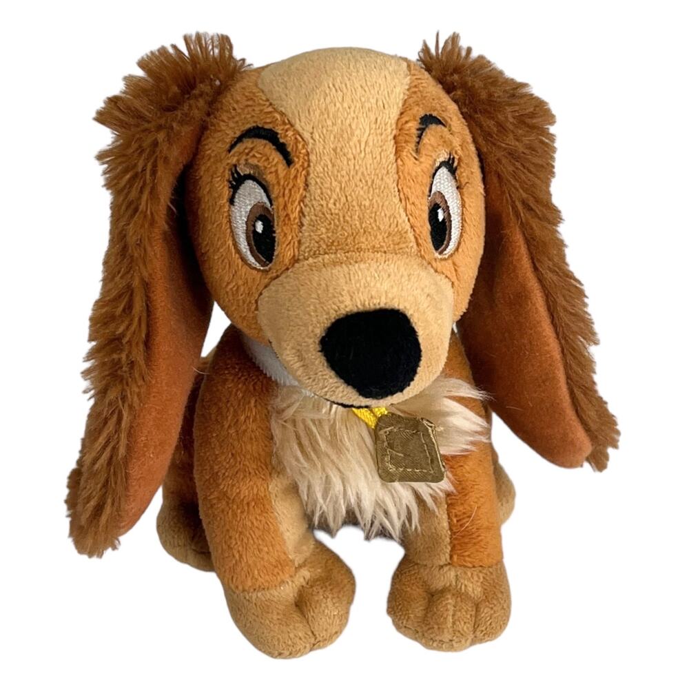 Disney Lady and Tramp Plush Dog 8” Stuffed Animal Cocker Spaniel Brown Puppy Vtg